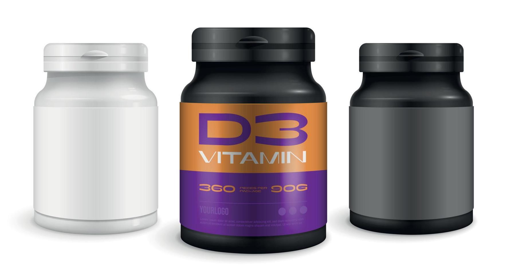 Medicine And Vitamin Bottle Set vector