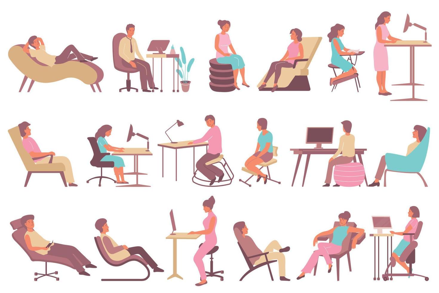 Ergonomic Furniture Set vector
