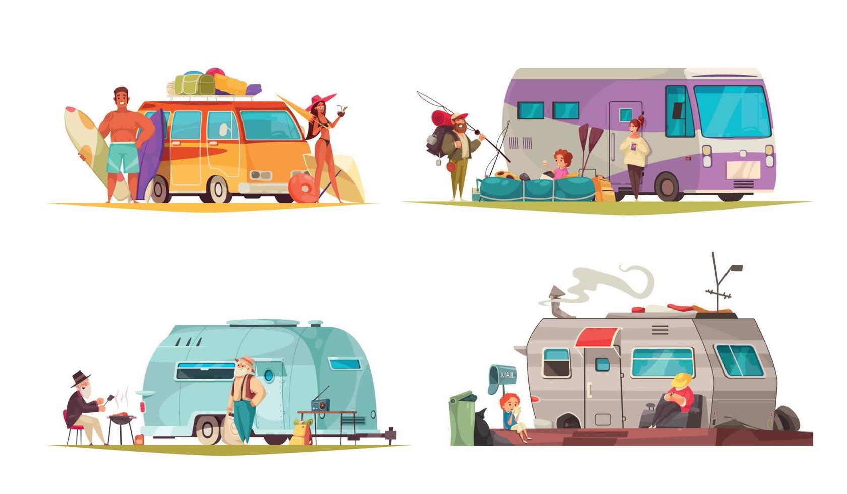 concepto de dibujos animados de camping vector