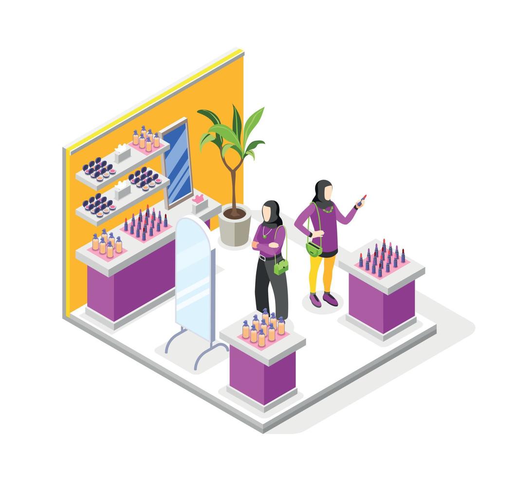 Beauty Shop Isometric Composition vector