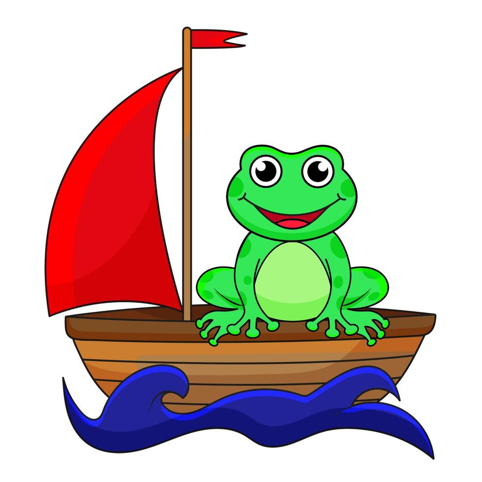 a frog is sitting on a boat vector