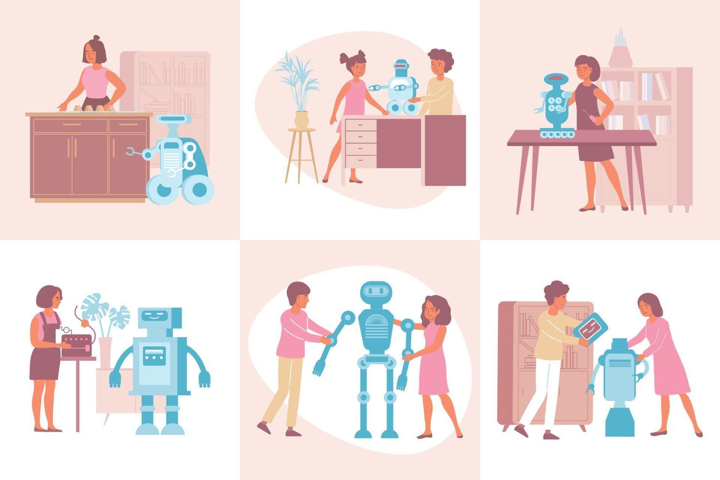 Life With Robot Compositions vector