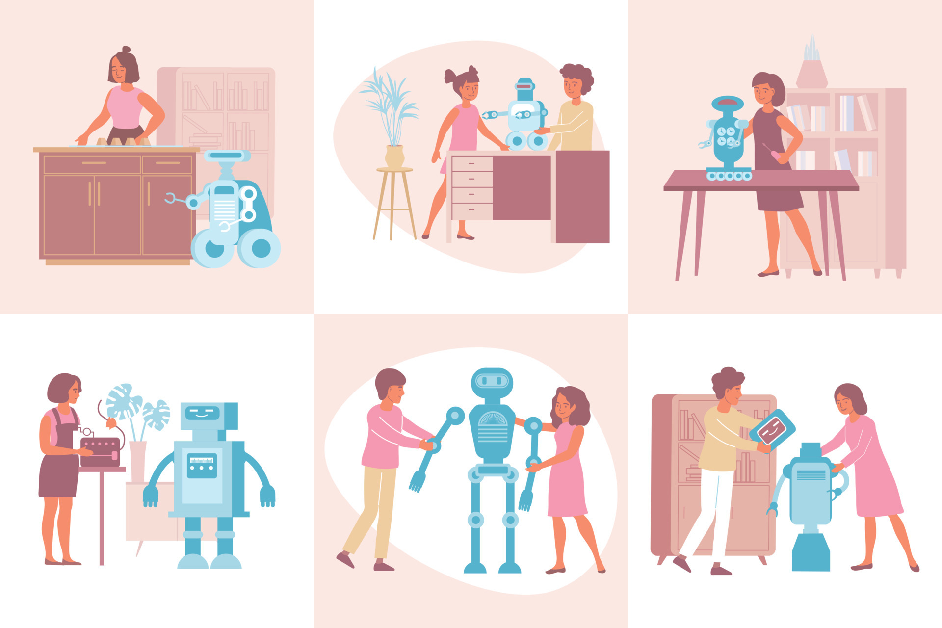 Life With Robot Compositions 5881336 Vector Art at Vecteezy