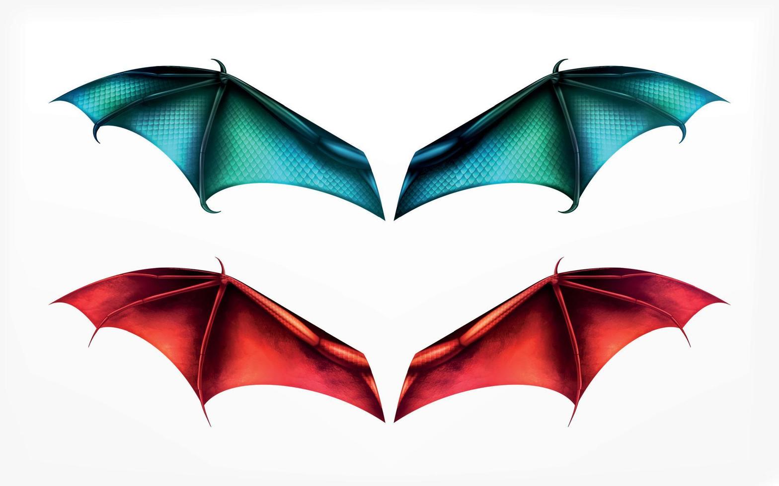 colorido conjunto de alas de demonio vector