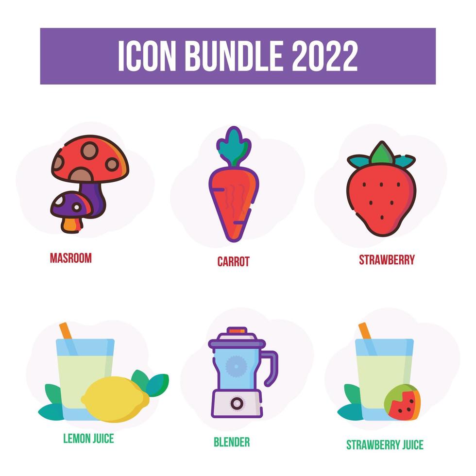 fruits and juice icon bundle vector