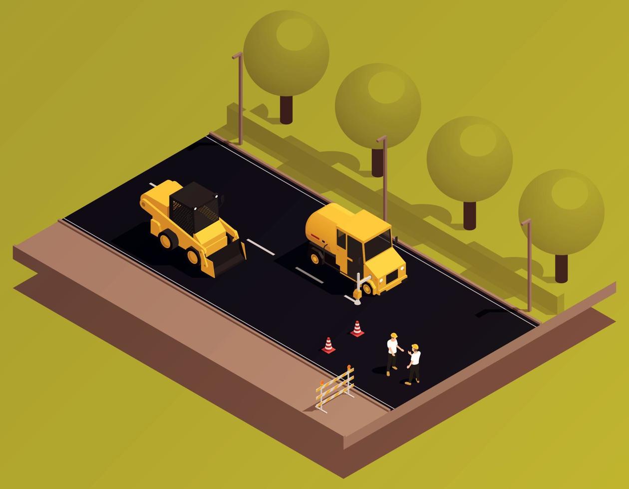 New Road Construction Composition vector
