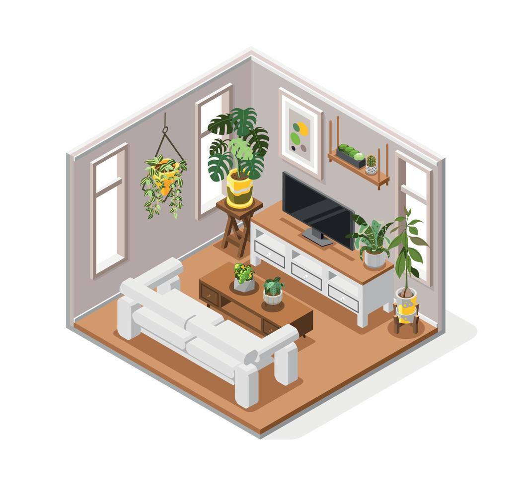 Plants Isometric Composition vector