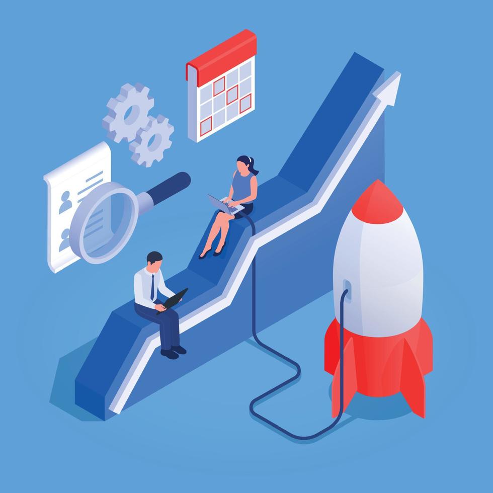 Business Intelligence Isometric Composition vector