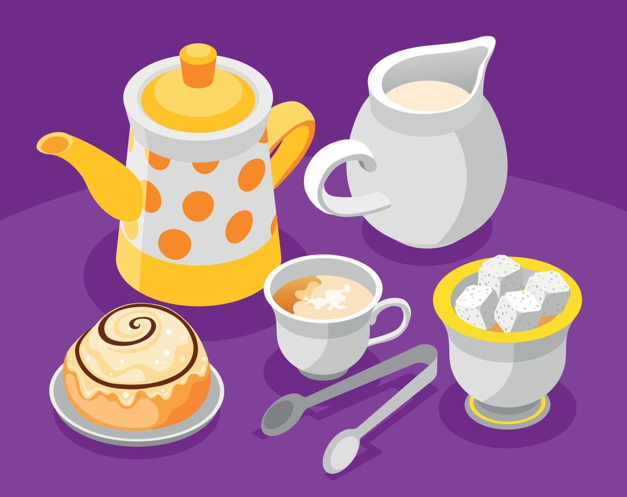 Tea Day Isometric Composition vector