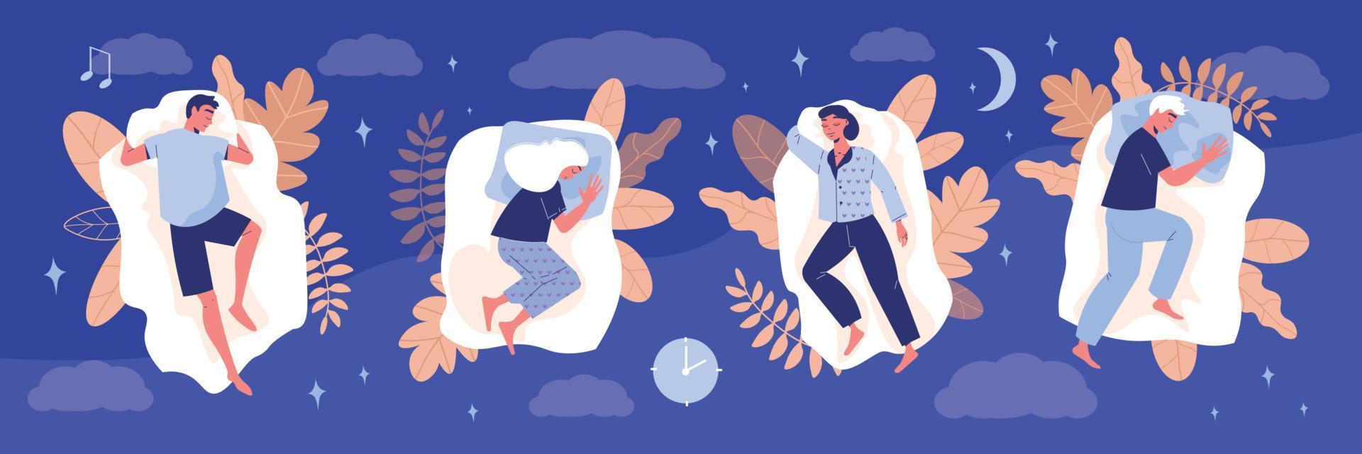 Healthy Sleep Poses Composition vector