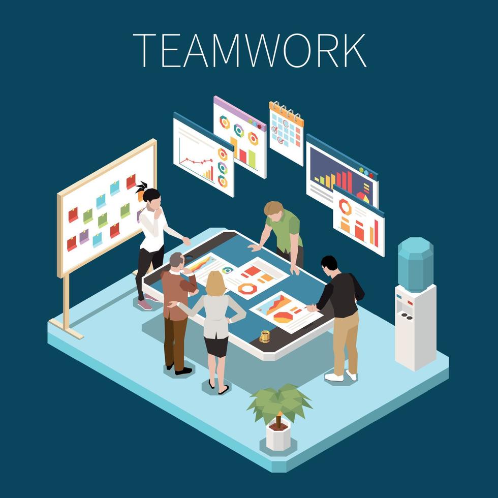 Remote Teamwork Concept vector