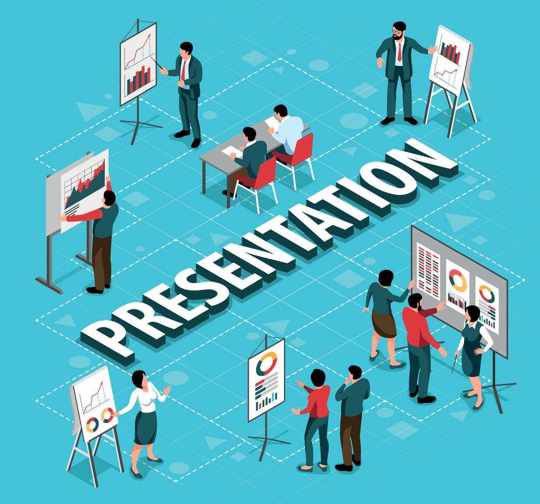 Presentation Isometric Flowchart vector