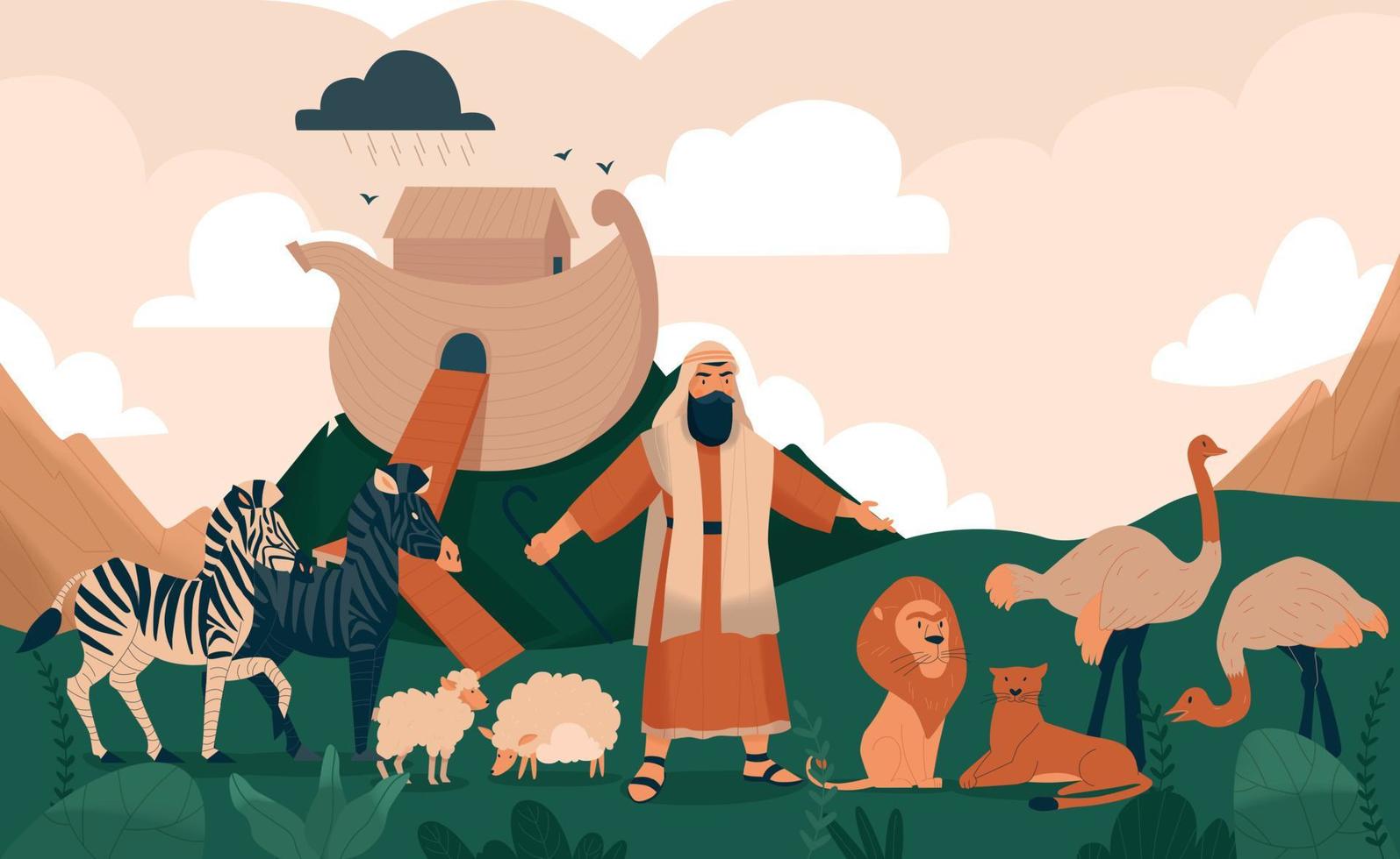 Christ bible story noah ark composition vector