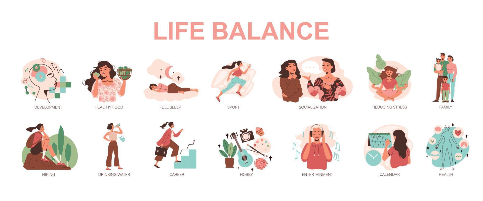 Life Balance Color Set vector