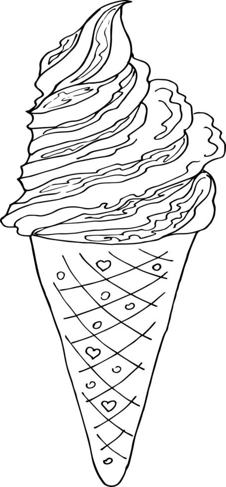 esbozar cono de helado sobre fondo blanco. ilustración vectorial en estilo garabato vector