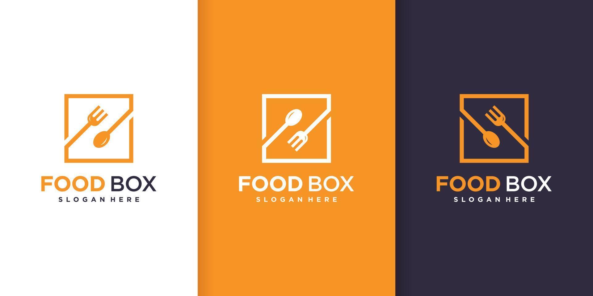 plantilla de logotipo de caja de comida con vector premium de estilo de forma diferente