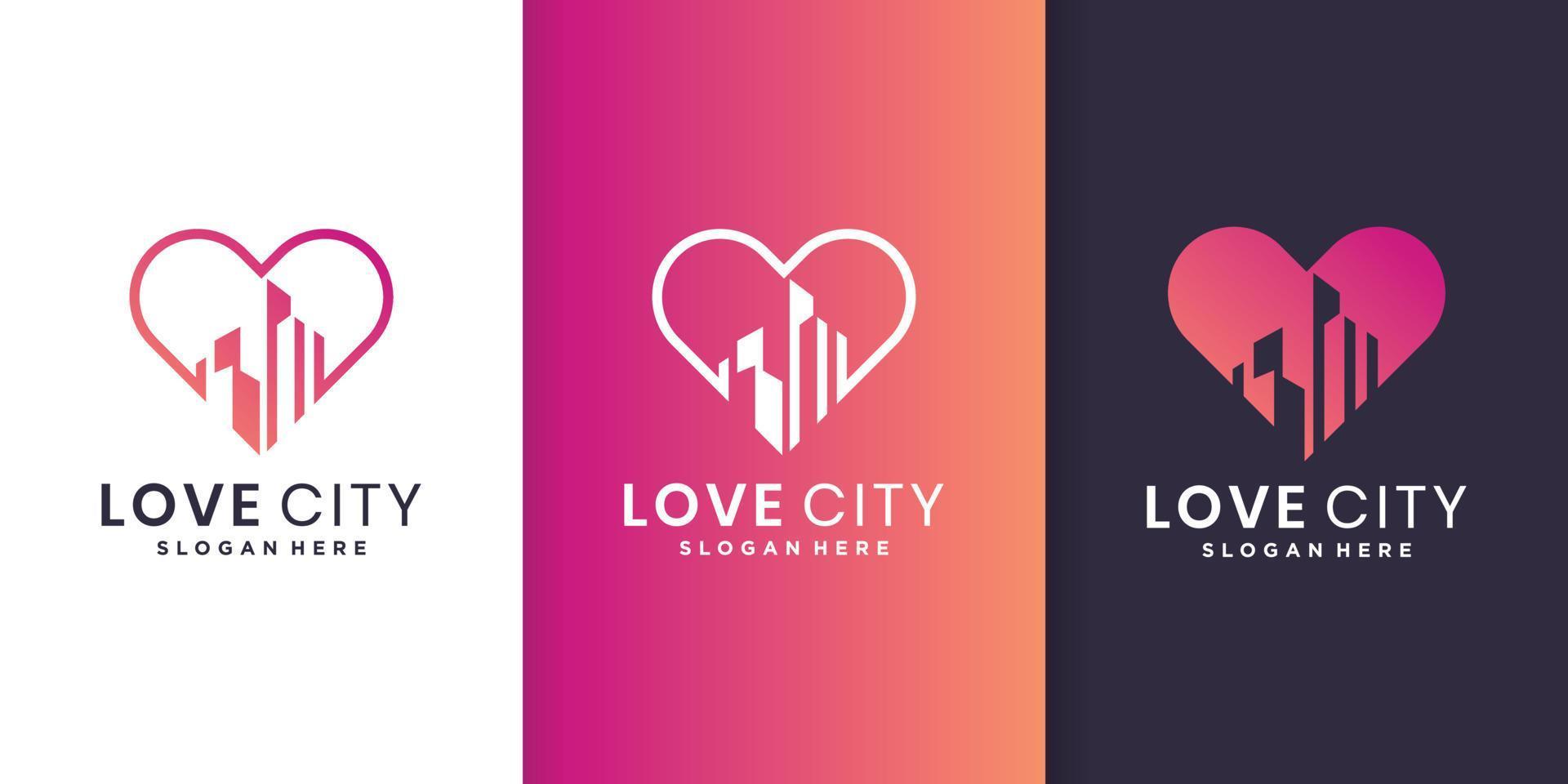 LOve city logo template with modern gradient style Premium Vector