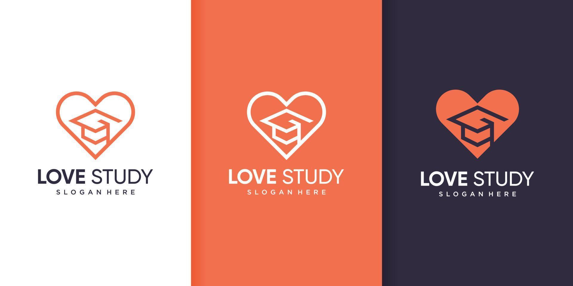 Love study logo template with modern concept Premium Vector