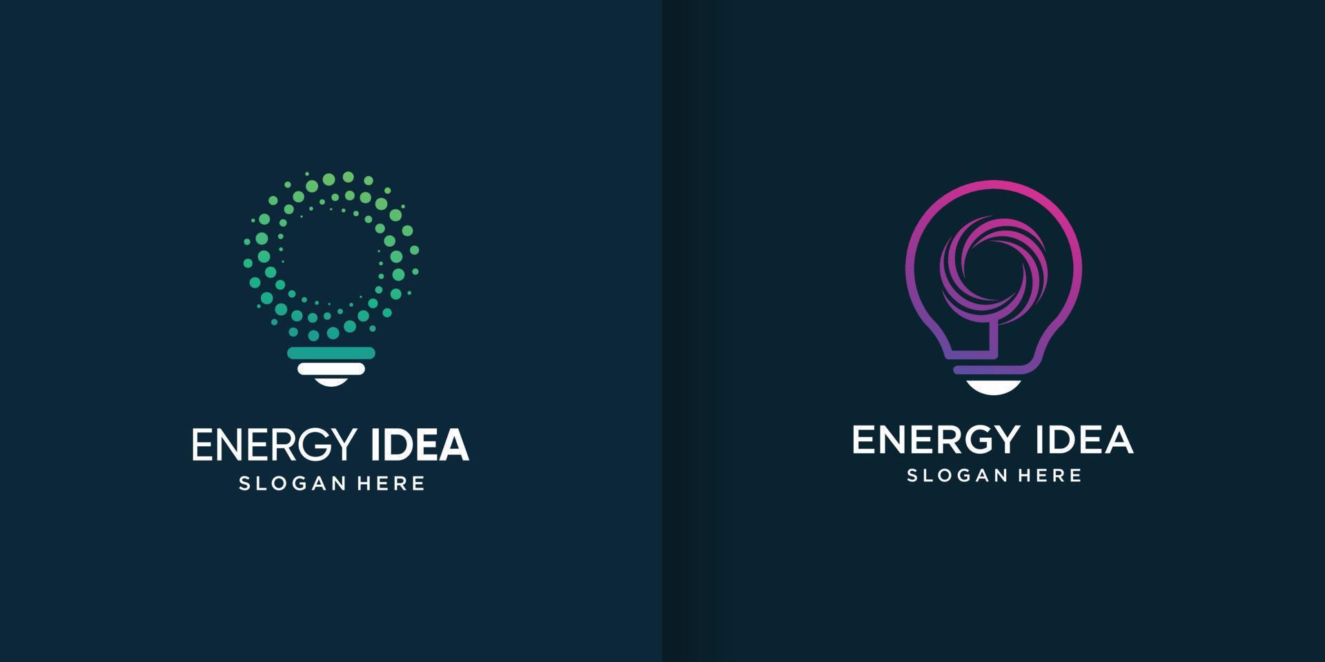 Energy idea logo template with diferent element concept Premium Vector
