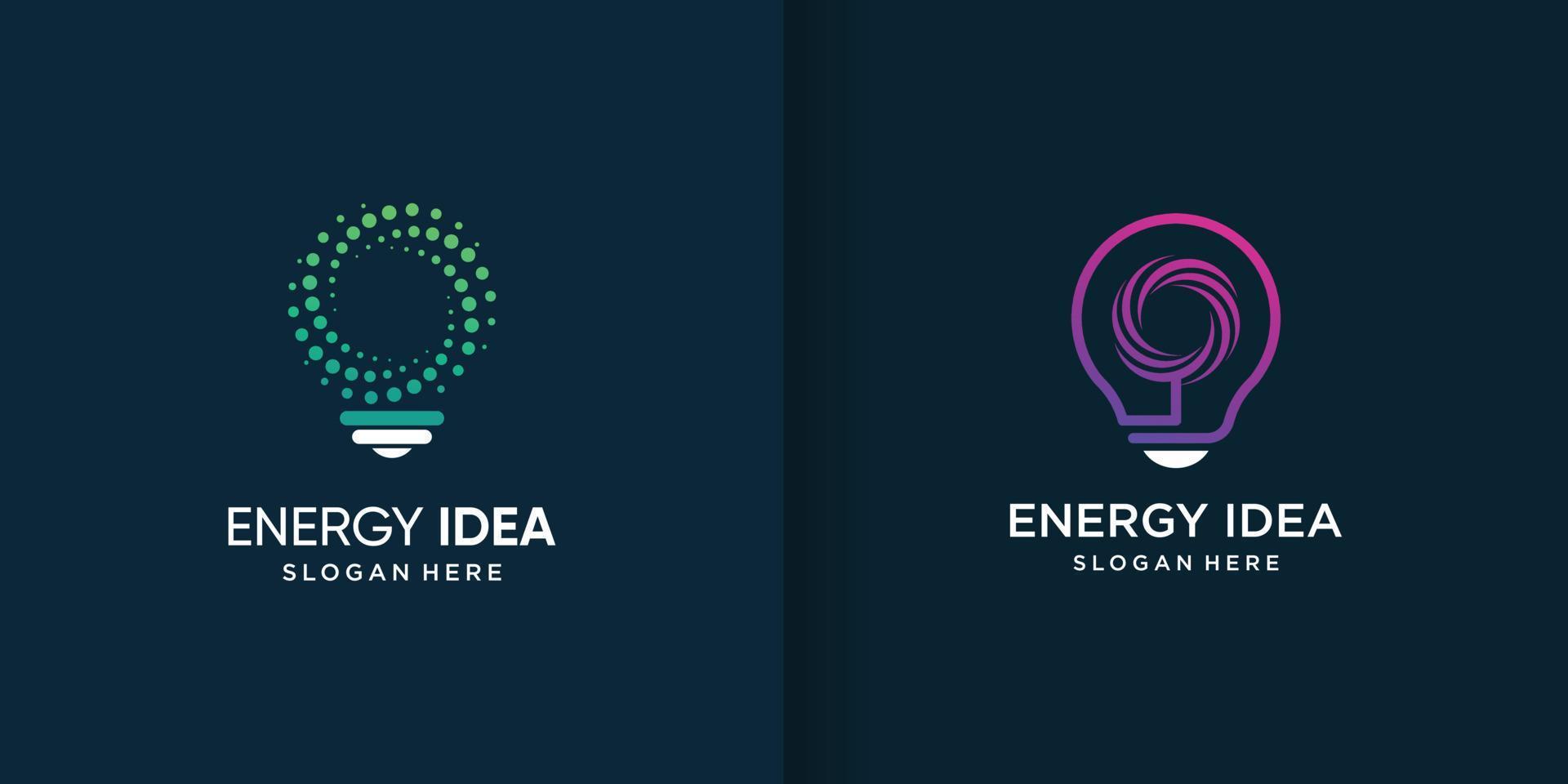 plantilla de logotipo de idea de energía con vector premium de concepto de elemento diferente