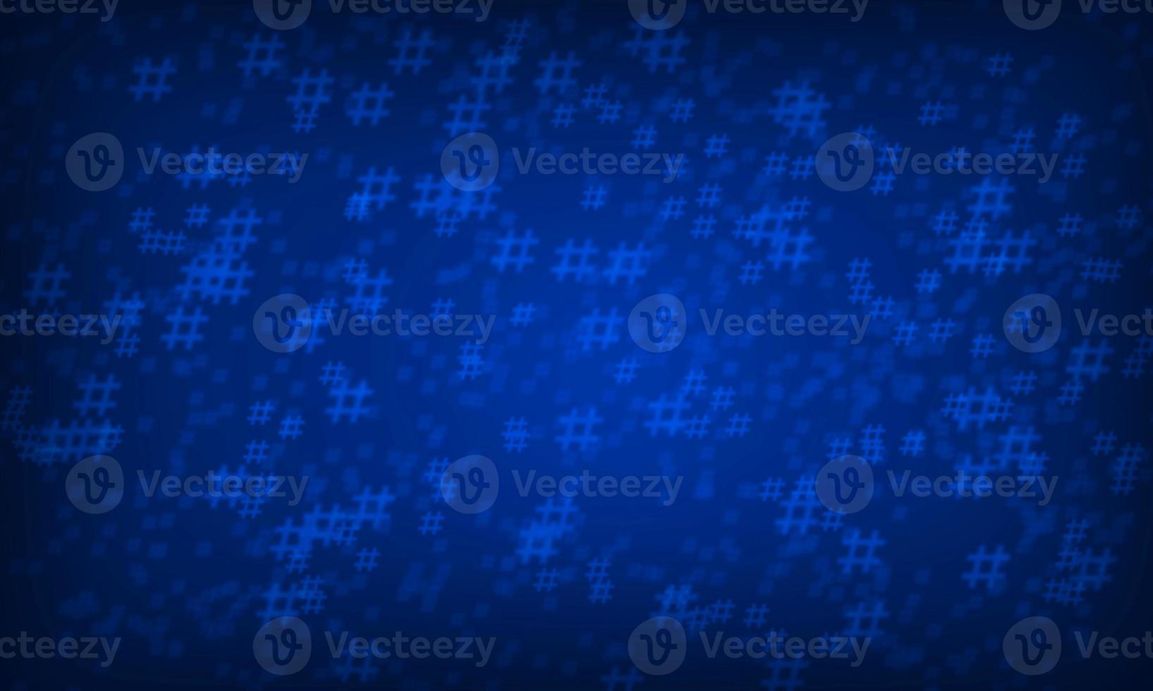 Blue hashtag random pattern background. Illustration. photo