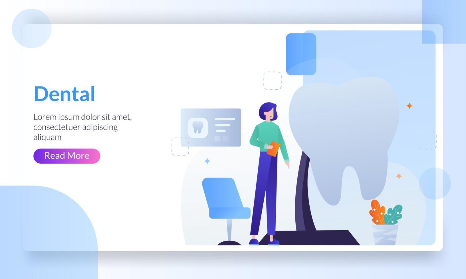 Dental care concept, white healthy tooth, dentist check up, illustration of healthy teeth,landing page template for banner, flyer, ui, web, mobile app, poster vector