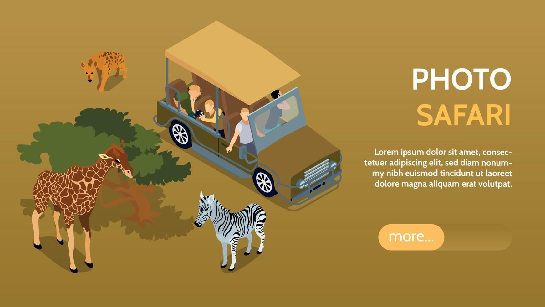 Isometric Safari Horizontal Banner vector