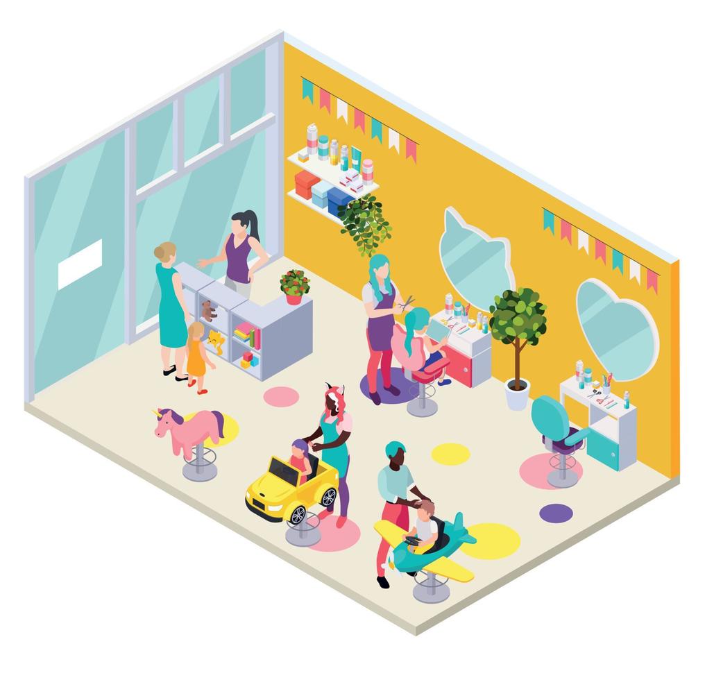 Children Beauty Salon Composition vector