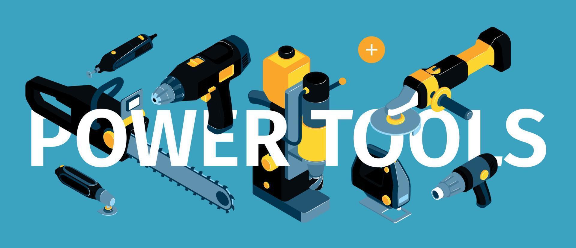 Power tools Isometric Illustration vector