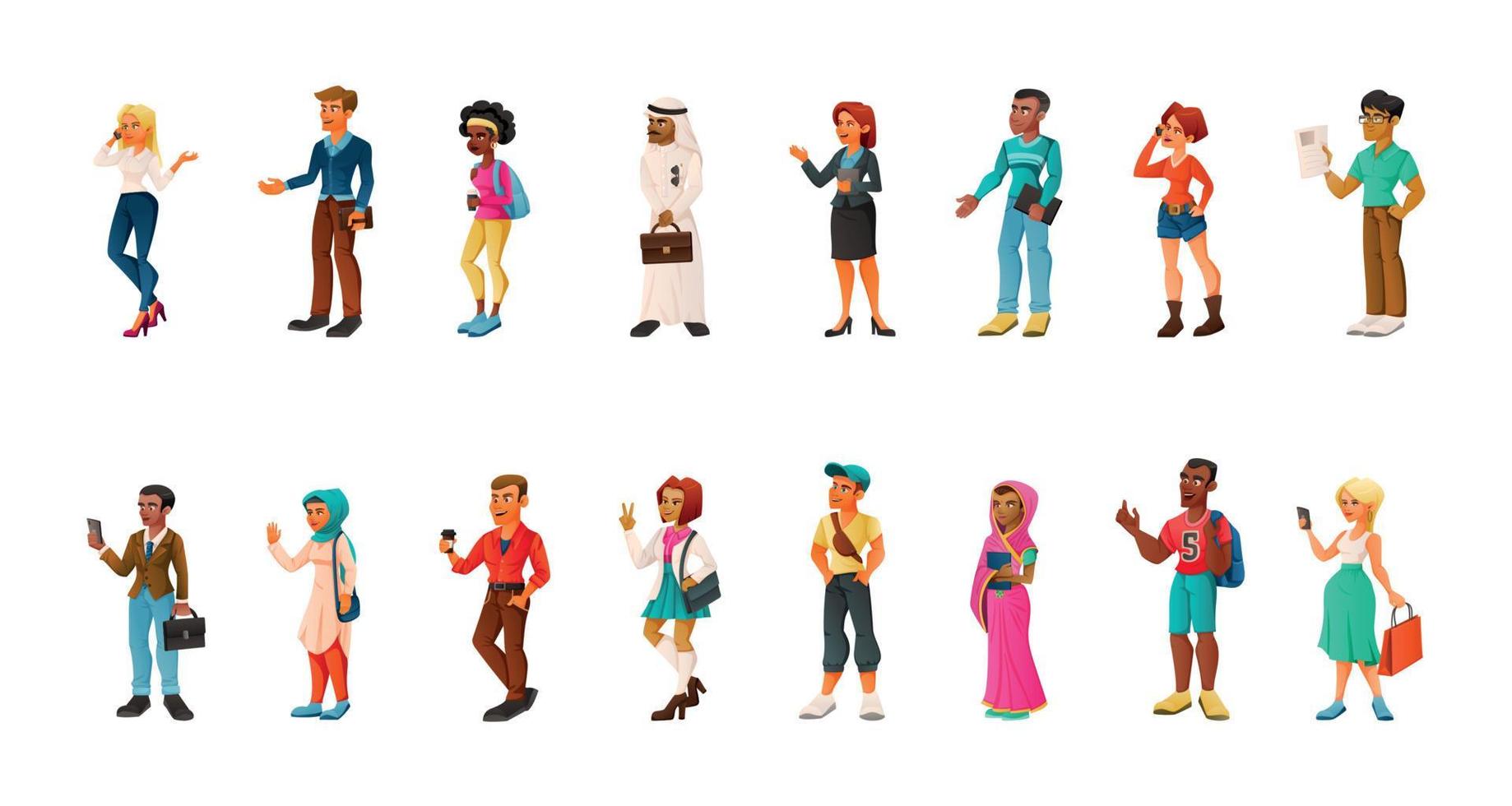 Diversity Cartoon Characters Collection vector
