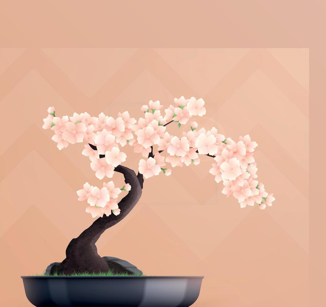 Flat Bonsai Tree vector