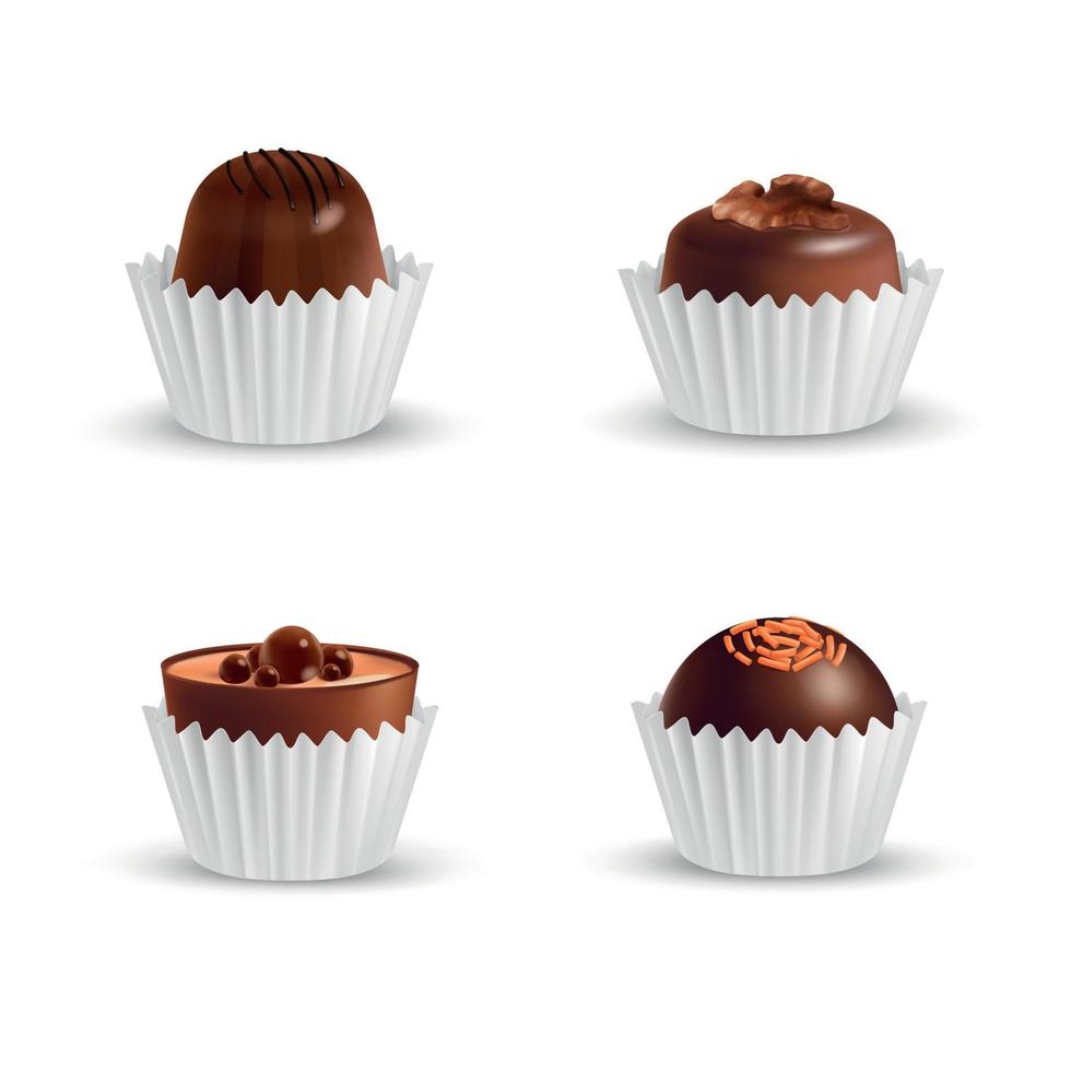 Wrapped Chocolate Candies Set vector