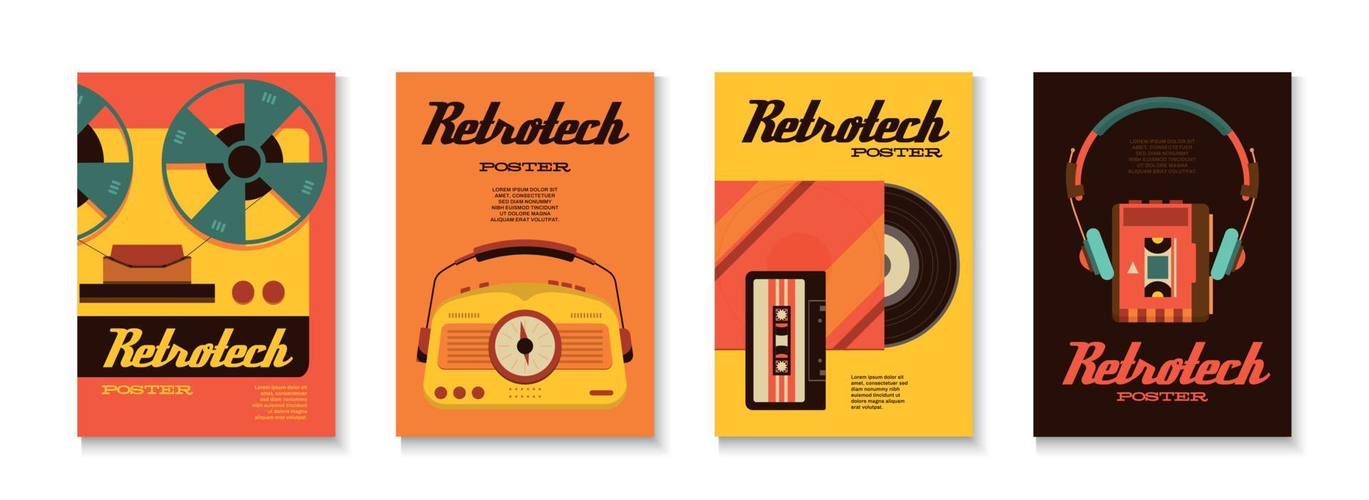 Retrotech Vertical Poster Set vector