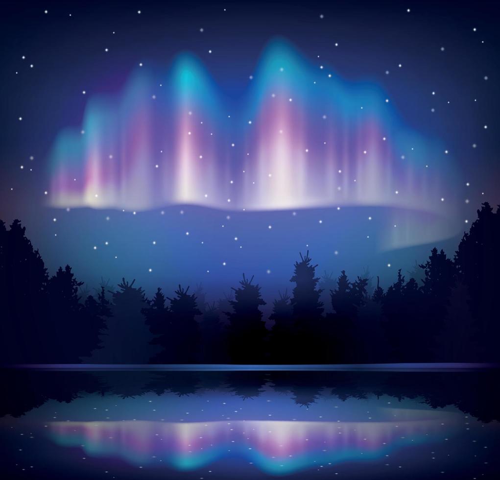 composición realista de la aurora boreal vector