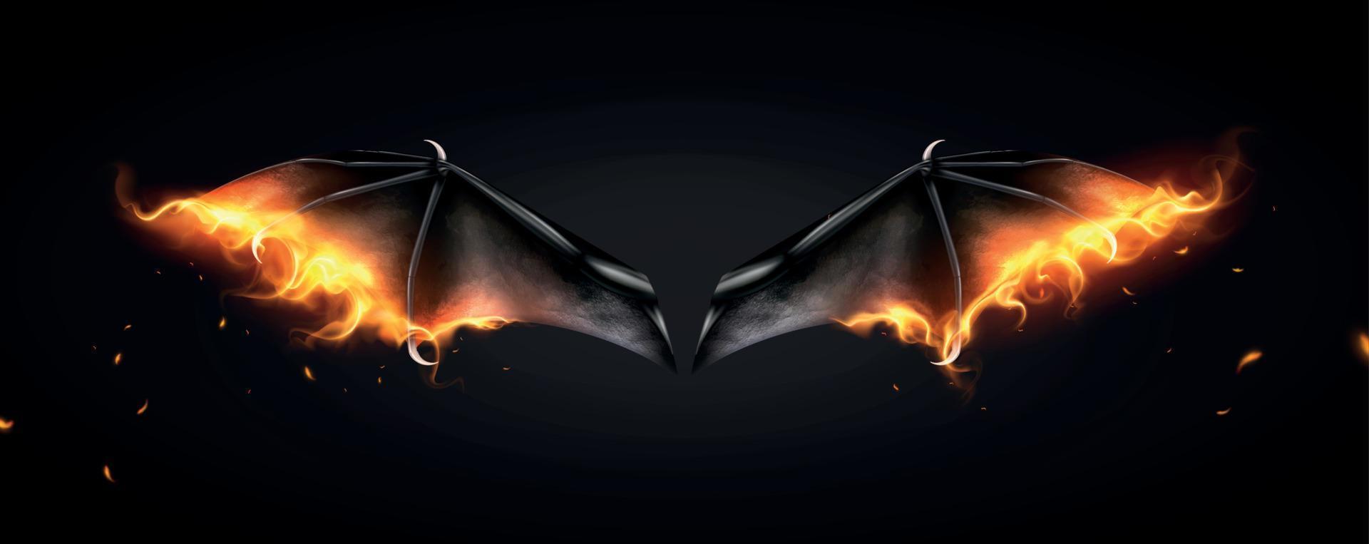 Daemon Bat Fire Composition vector