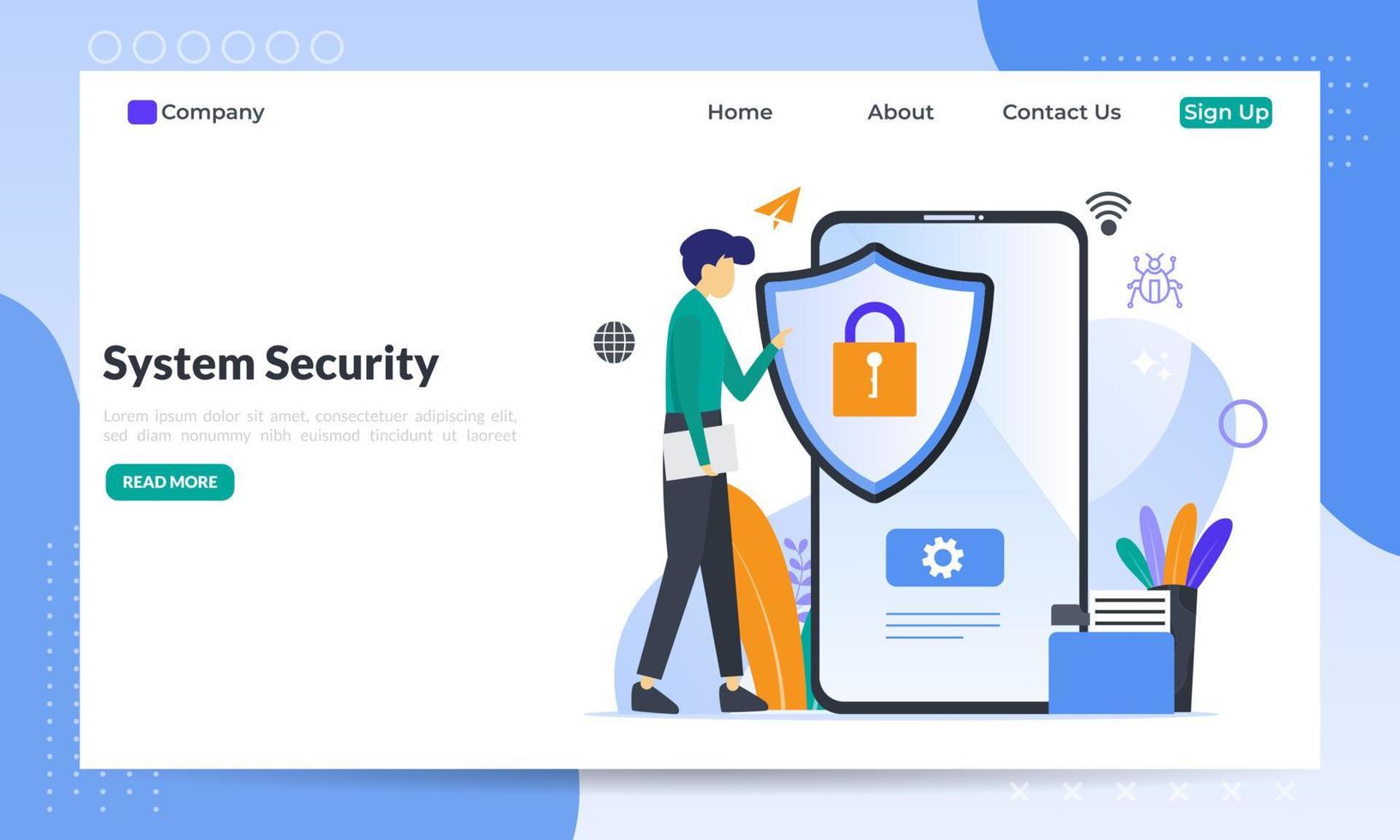 Network security concept, Database secure and personal data protection, Traffic Encryption, VPN, Privacy Protection, Antivirus Technology, flat icon, suitable for web landing page, banner, vector