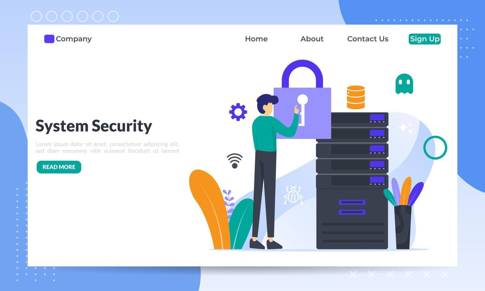 Network security concept, Database secure and personal data protection, Traffic Encryption, VPN, Privacy Protection, Antivirus Technology, flat icon, suitable for web landing page, banner, vector