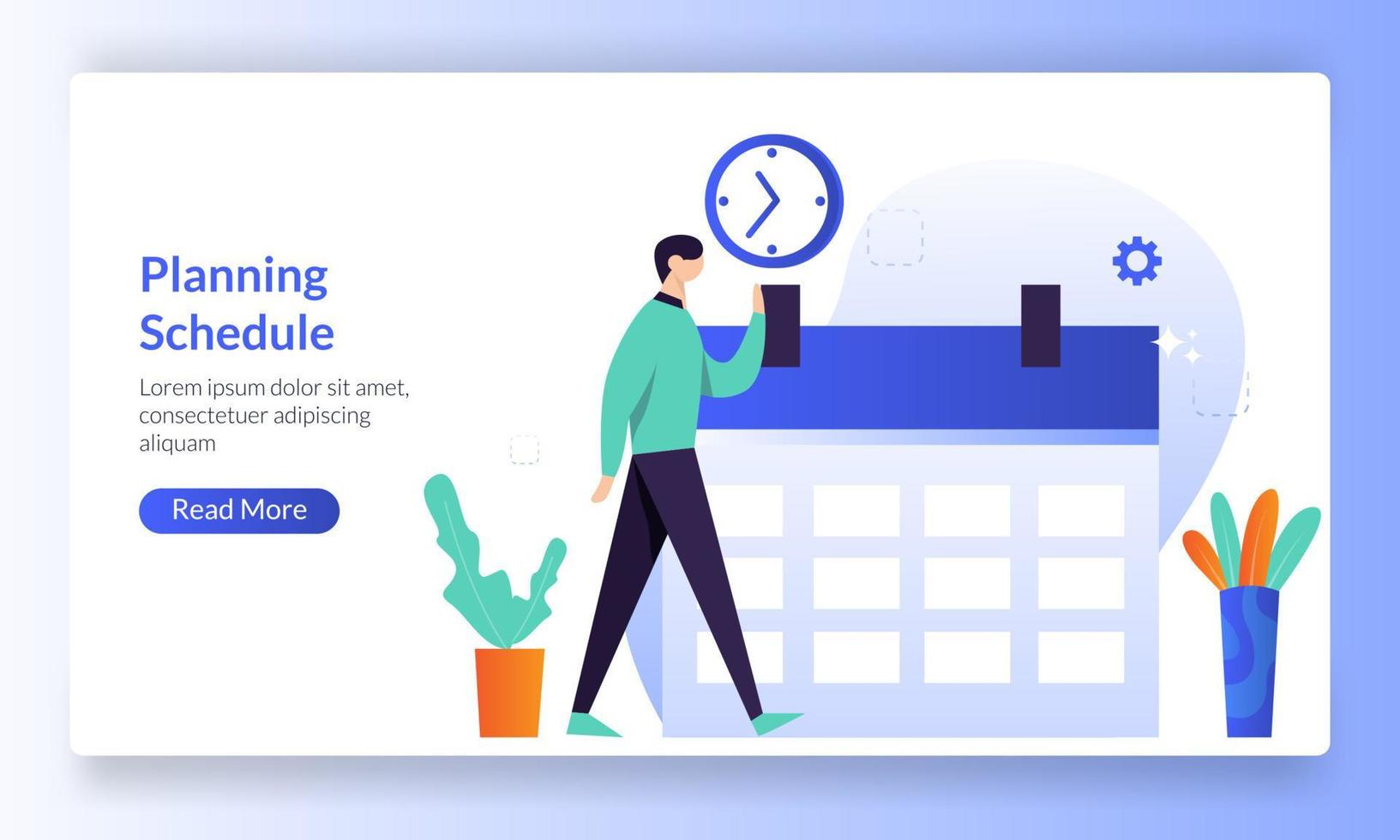 Planning Schedule or time management, planning concept, working time, landing page template for banner, flyer, ui, web, mobile app, poster vector