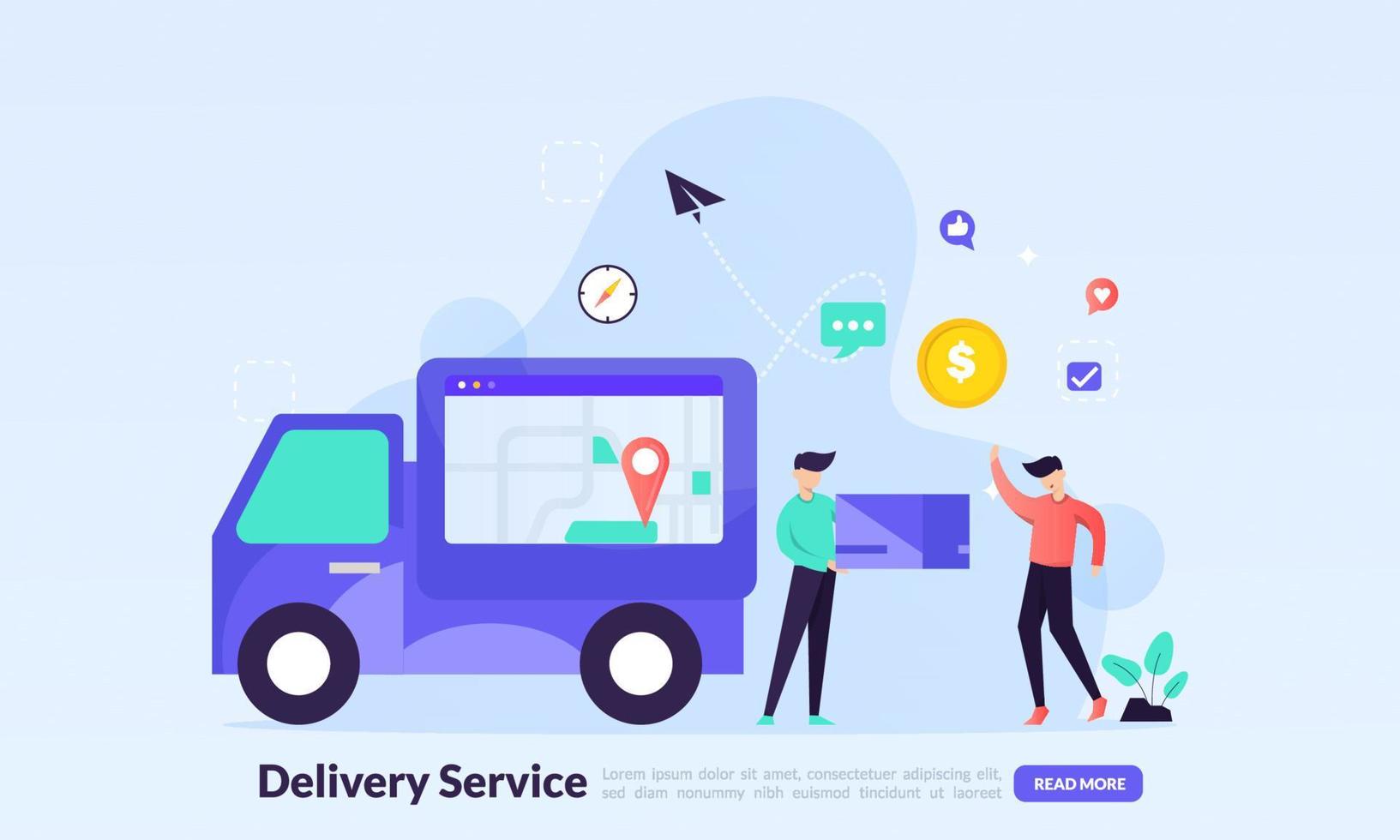 Fast Delivery service, order tracking, free shipping global logistic, landing page template for banner, flyer, ui, web, mobile app, poster vector