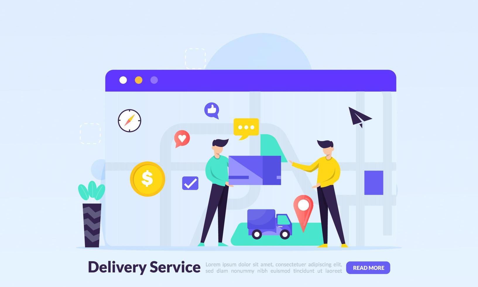 Fast Delivery service, order tracking, free shipping global logistic, landing page template for banner, flyer, ui, web, mobile app, poster vector