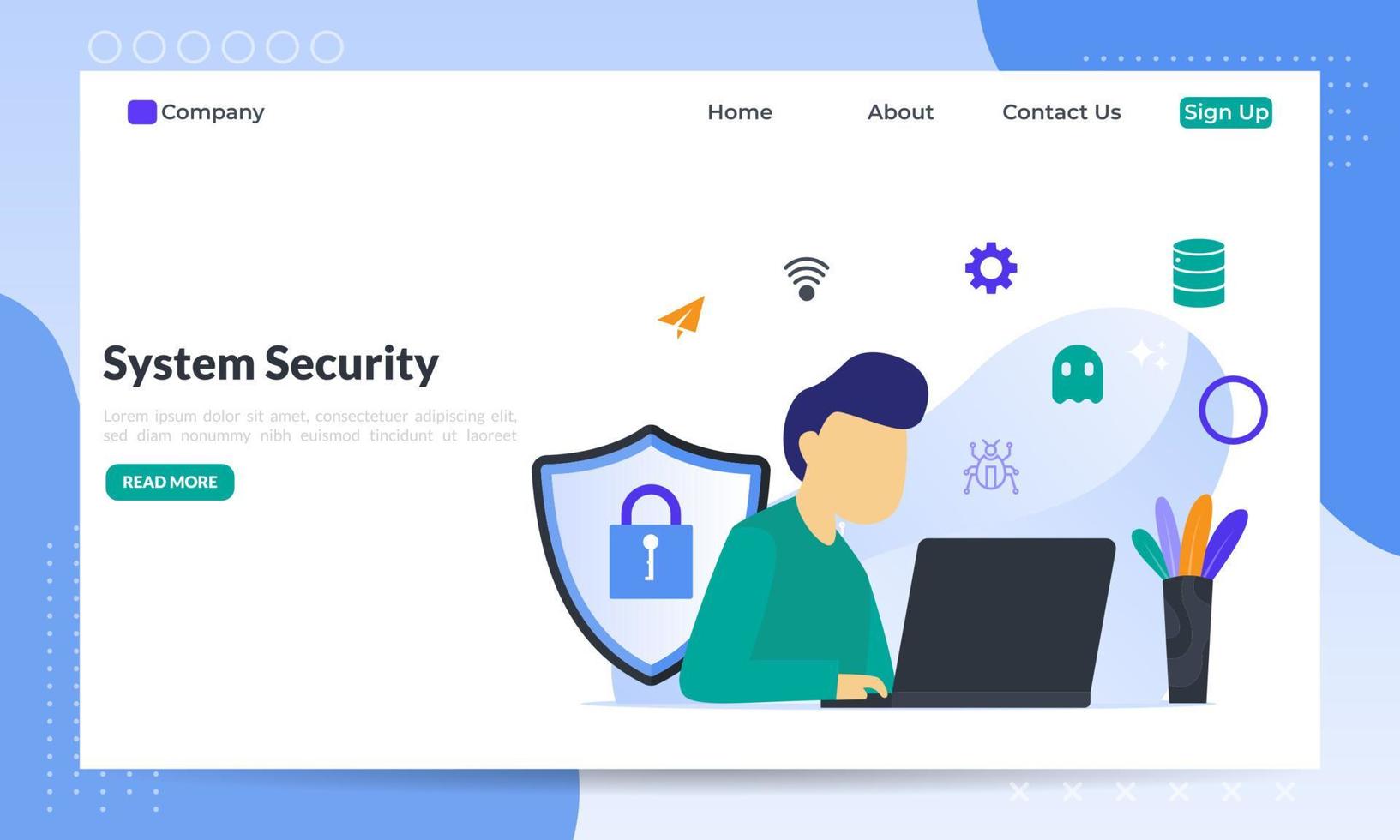 concepto de seguridad de red, base de datos segura y protección de datos personales, cifrado de tráfico, vpn, protección de privacidad, tecnología antivirus, icono plano, adecuado para página de inicio web, banner, vector