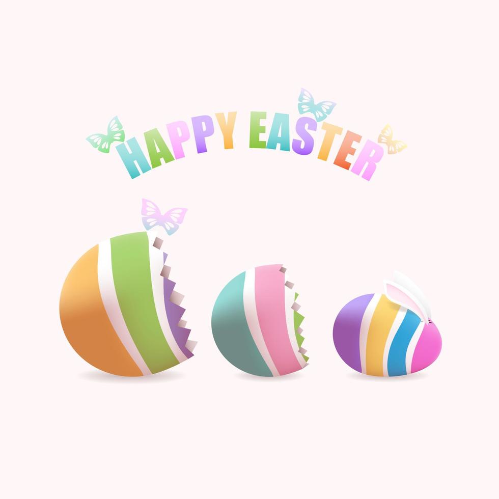 Easter egg with bunny ears inside eggs vector