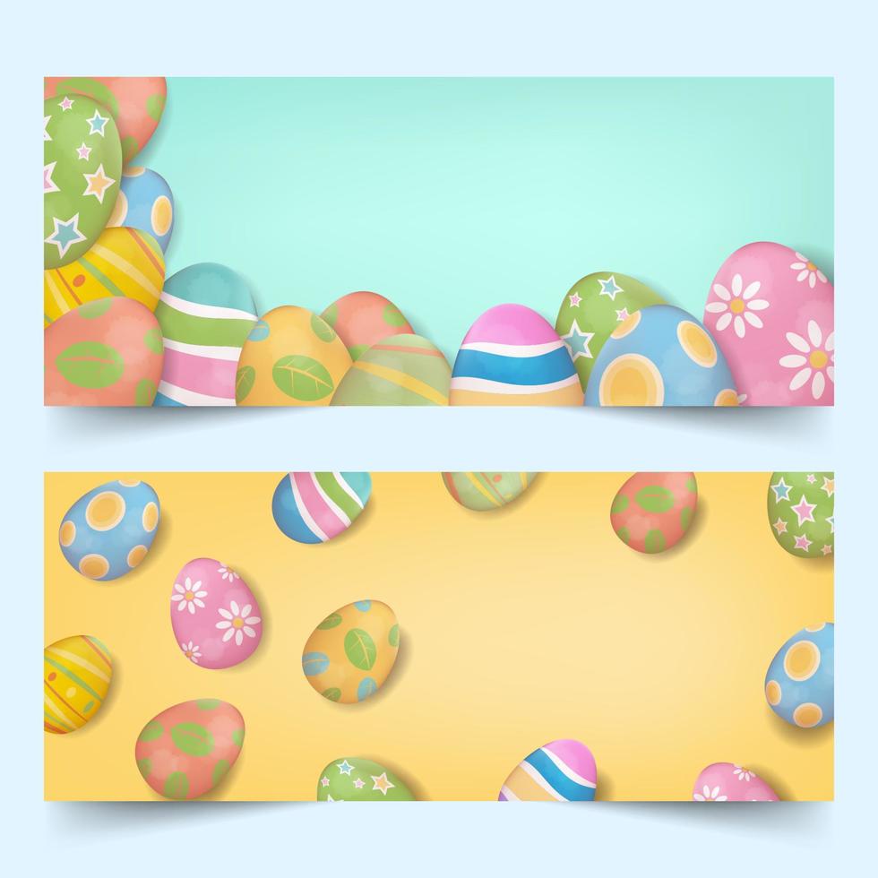 Easter eggs group banners set vector