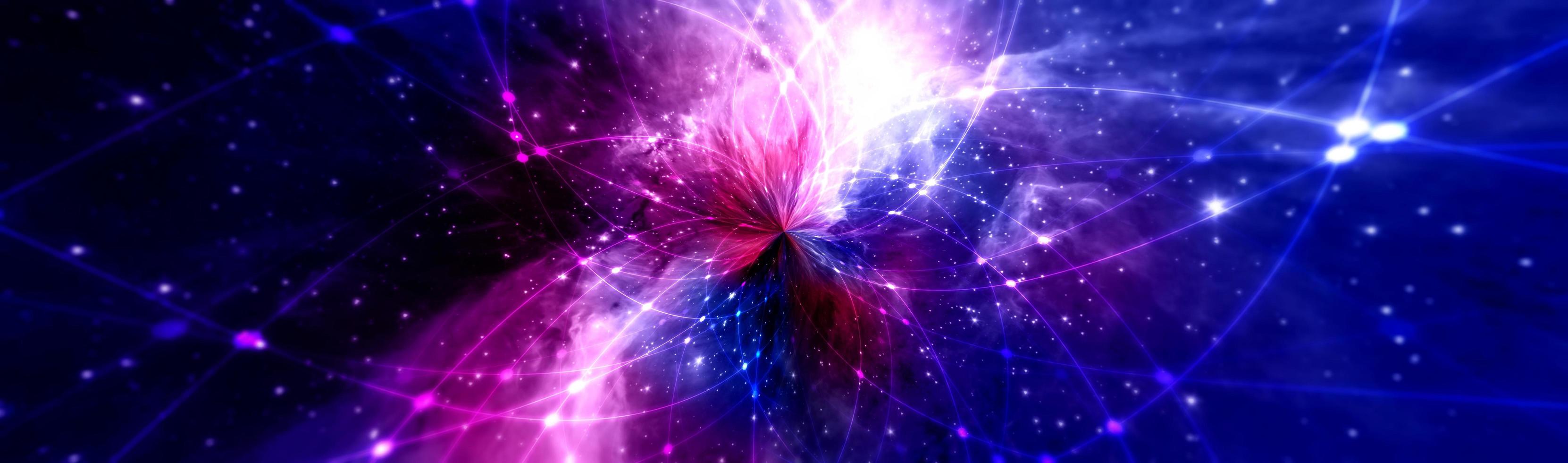 Line and dot pattern and colorful space background. Elements of this image furnished by NASA. photo
