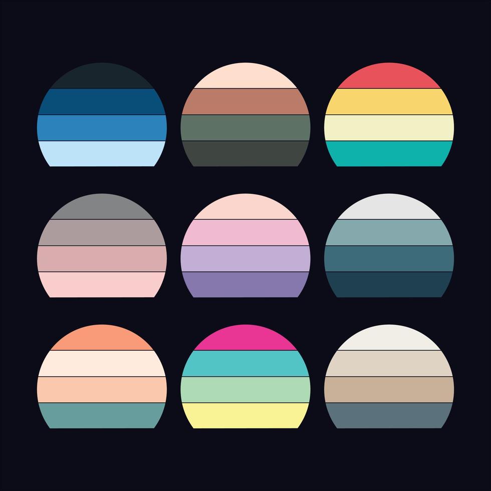 Retro Sunset Collection Vector Template.