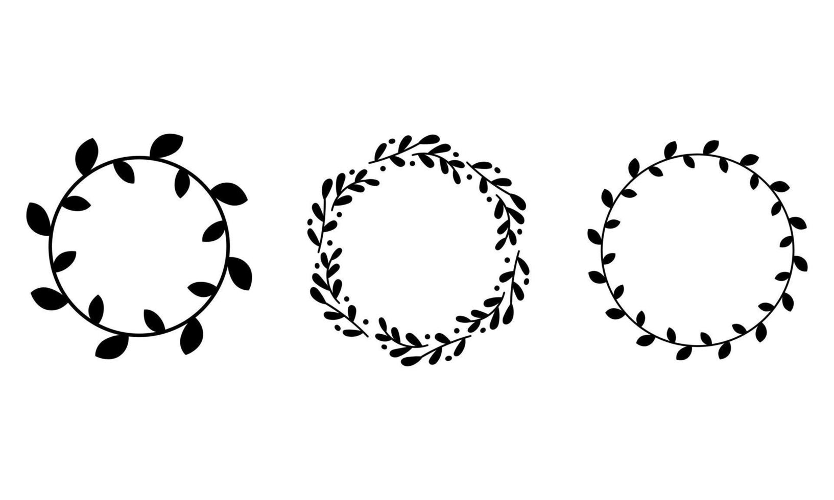 Doodle leaves wreaths set. vector