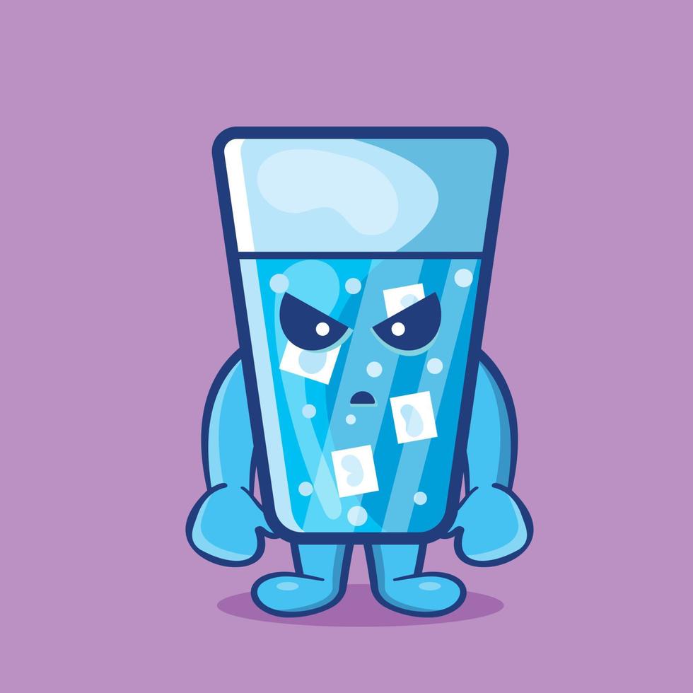 cute ice water character mascot with mad gesture isolated cartoon in fat style vector