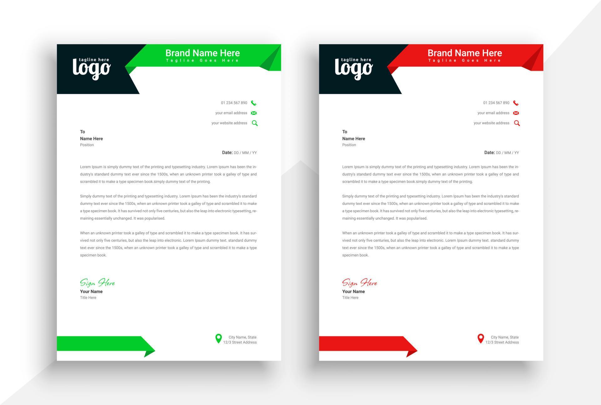 Modern letterhead. Simple and creative corporate letterhead design