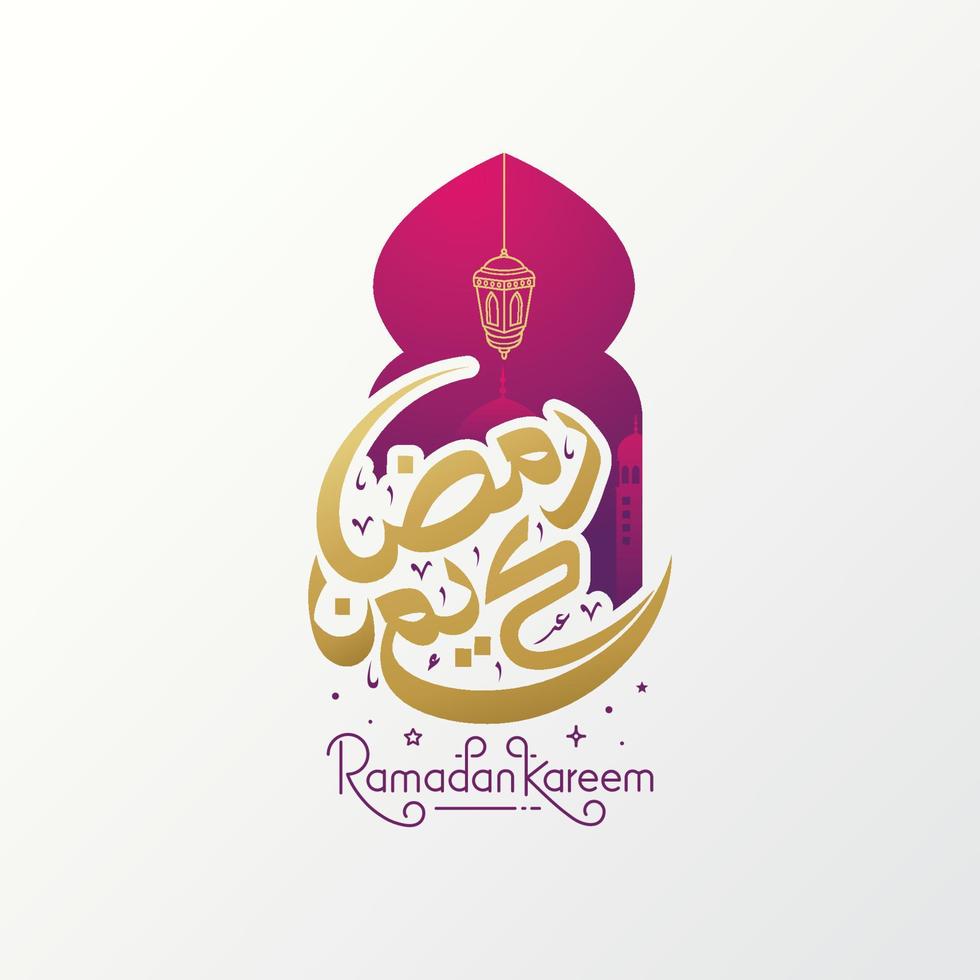 Ramadan kareem arabic calligraphy greeting card vector