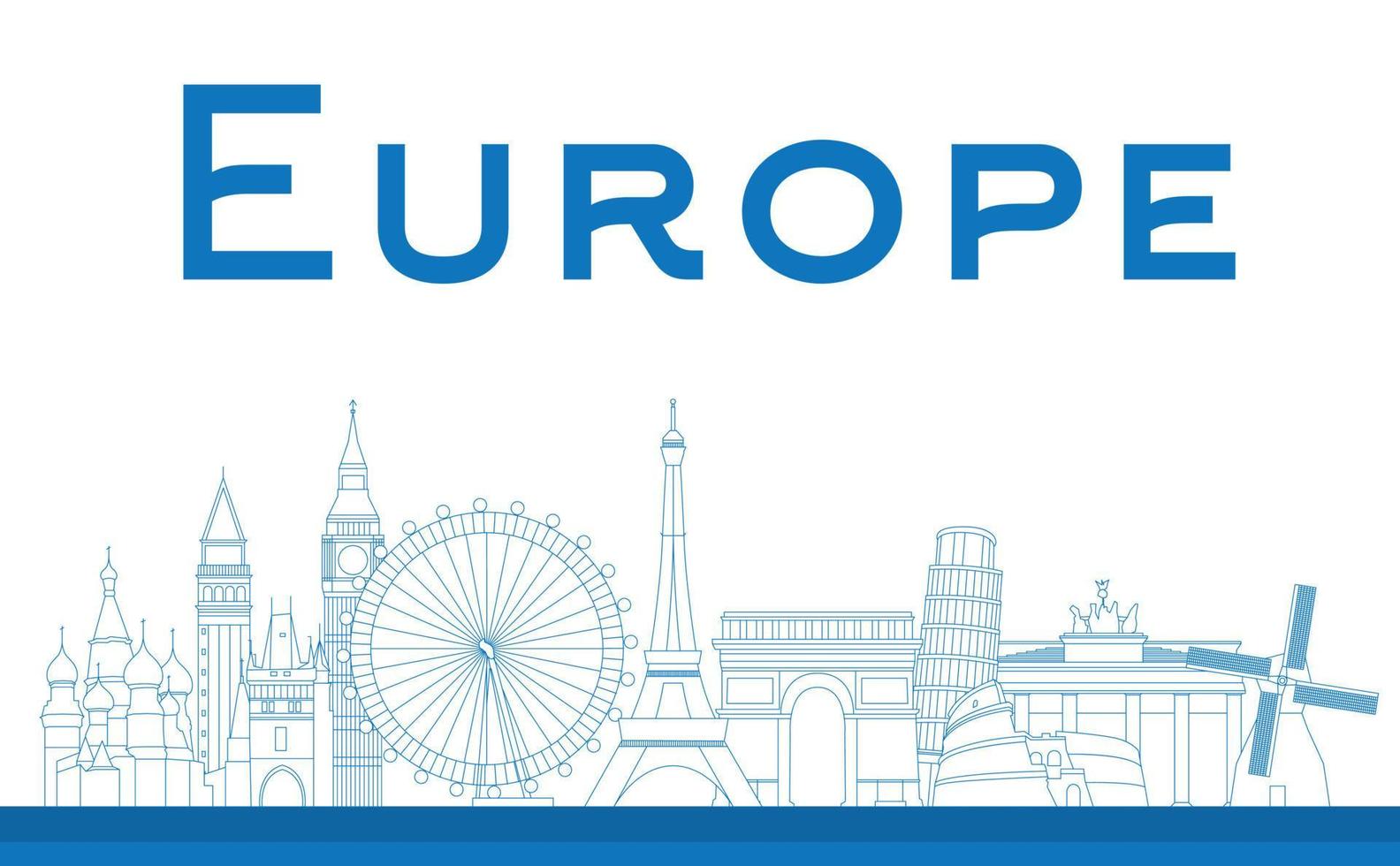 Famous landmarks in Europe. vector